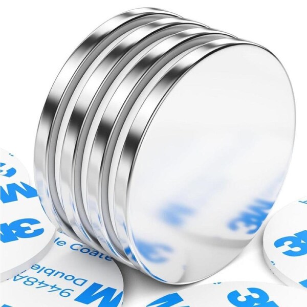 Grtard 4 Pack Round Neodymium Magnets Heavy Duty, Powerful Disc Strong Rare Earth With Double-Sided Adhesive for Craft, Fridge, DIY, Building, Scientific, Office