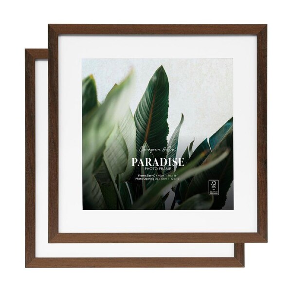 Cooper & Co. Set of 2 40x40cm Mat to 30x30cm Premium Paradise Wooden Photo Frame Walnut