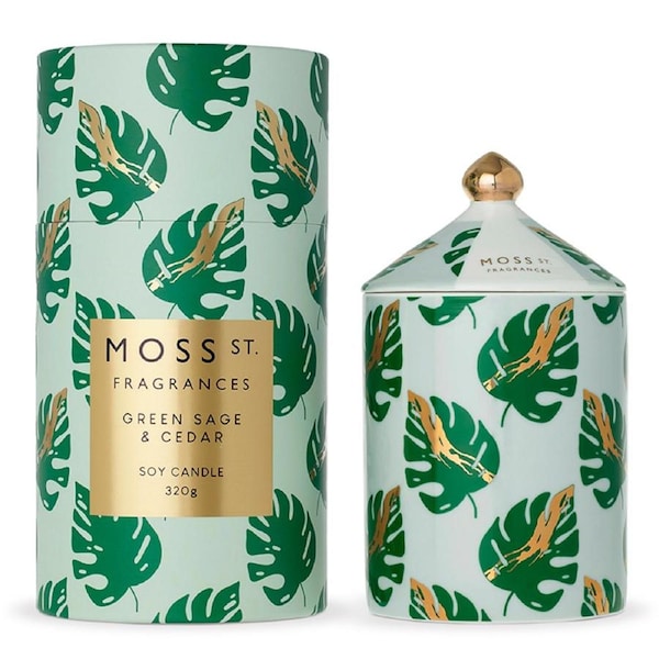 Moss St. Green Sage & Cedar Large Ceramic Candle 320g
