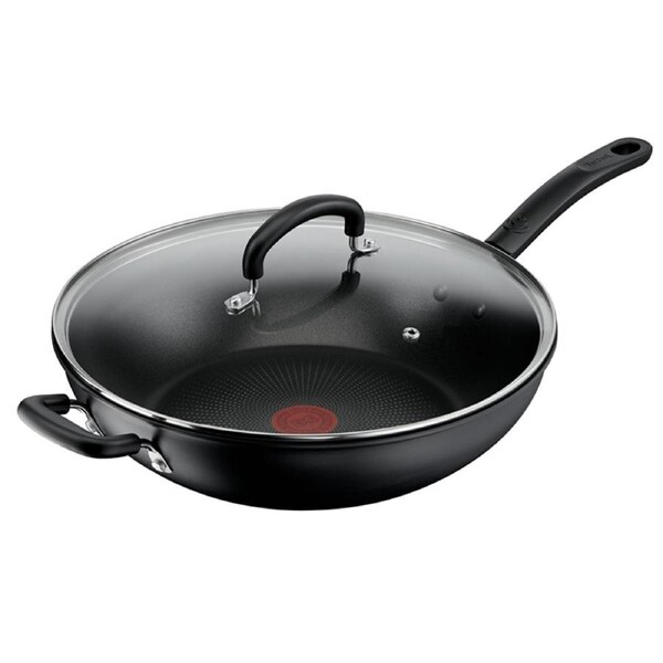 Tefal Specialty Hard Anodised Non-Stick 32cm Wok with Lid Black B4849417