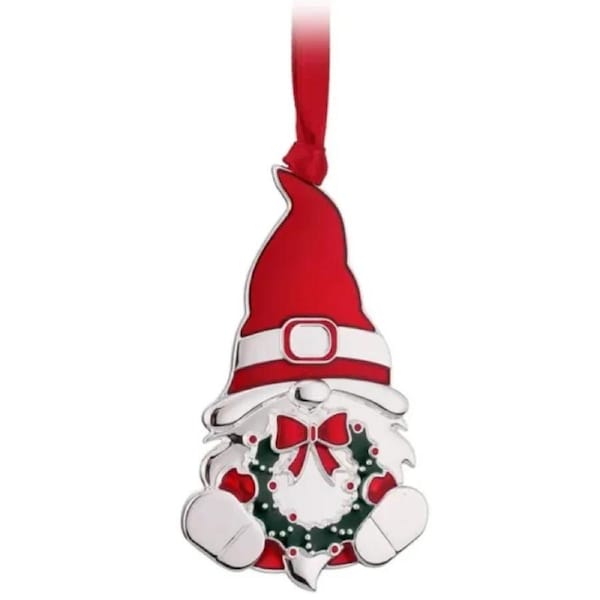 Whitehill Silver Hanging Ornament - Gnome with Wreath