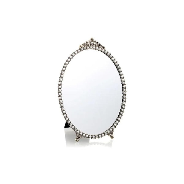 Whitehill Silver - White Pearls Oval Table Top Mirror