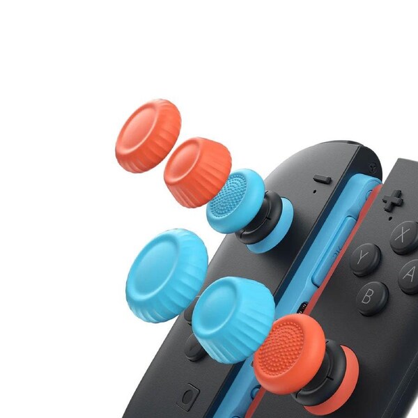 JSAUX Multi-Mode Joystick Cap and Thumb Grip with Lever Guard Set for Switch 2 Blue/Orange