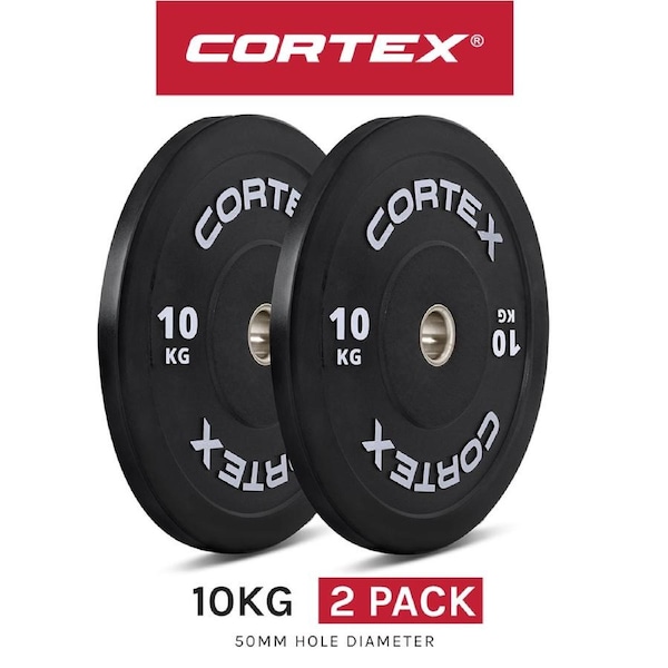 CORTEX Black Series V3 Rubber Olympic Bumper Plate 50mm 10kg (2 Pack)