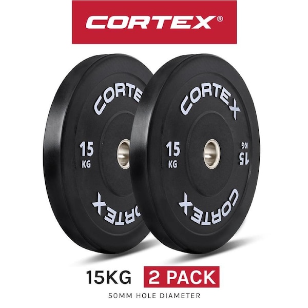 CORTEX Black Series V3 Rubber Olympic Bumper Plate 50mm 15kg (2 Pack)