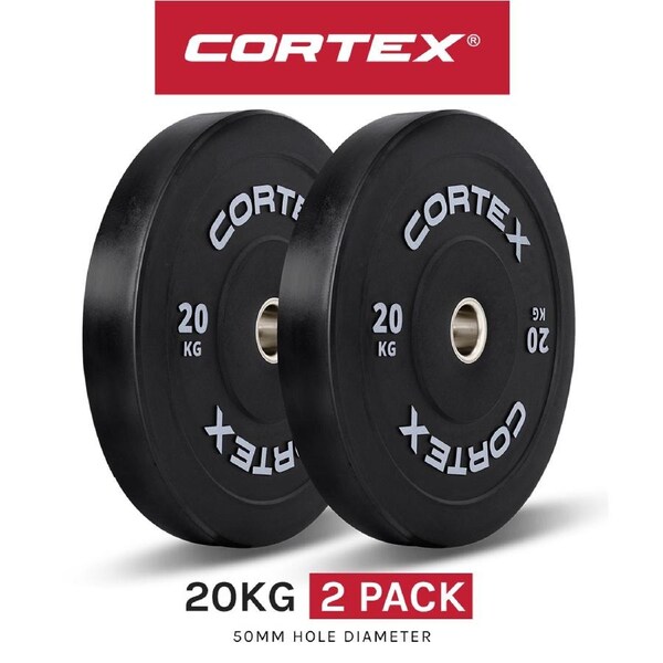 CORTEX Black Series V3 Rubber Olympic Bumper Plate 50mm 20kg (2 Pack)
