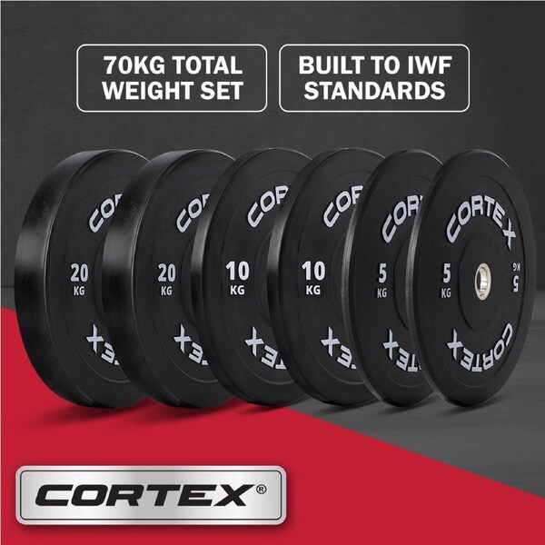 CORTEX 70kg Black Series V3 Rubber Olympic Bumper Plate Set A