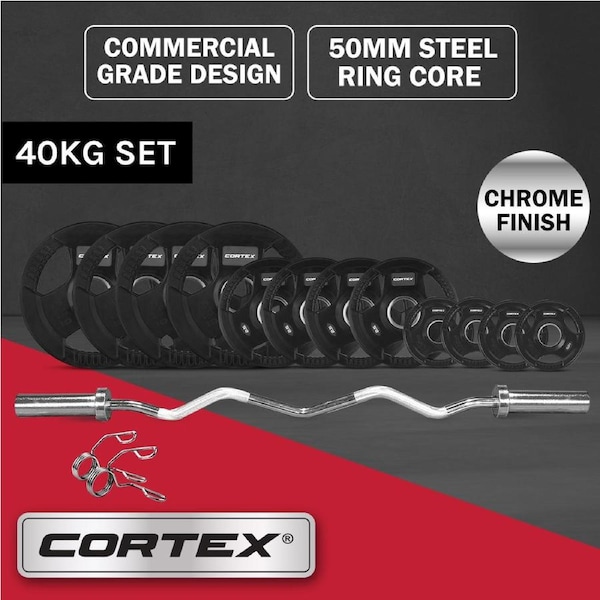 CORTEX 40kg Tri-Grip V2 50mm Olympic Curl Bar Set