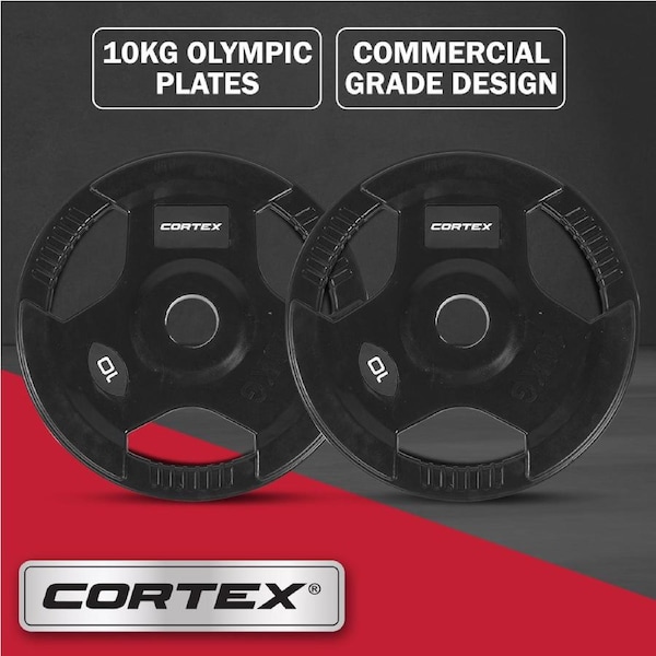CORTEX 10kg Tri-Grip V2 50mm Olympic Plates (Pair)