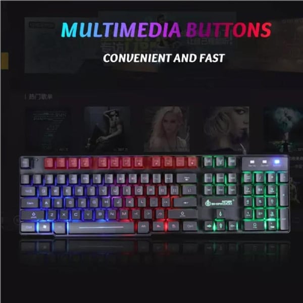 T6 Gaming Keyboard and Mouse Set for PC Laptop Rainbow Backlight Usb Ergonomic