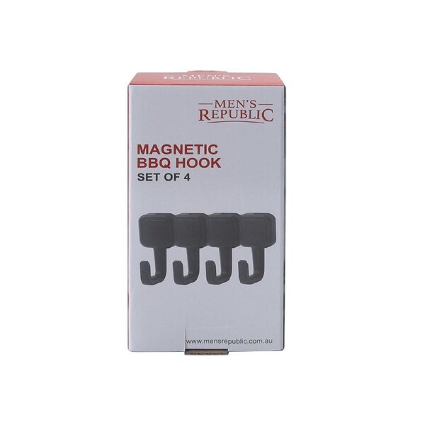 4pc Men's Republic Magnetic BBQ Hooks for Utensil Organisation - Black