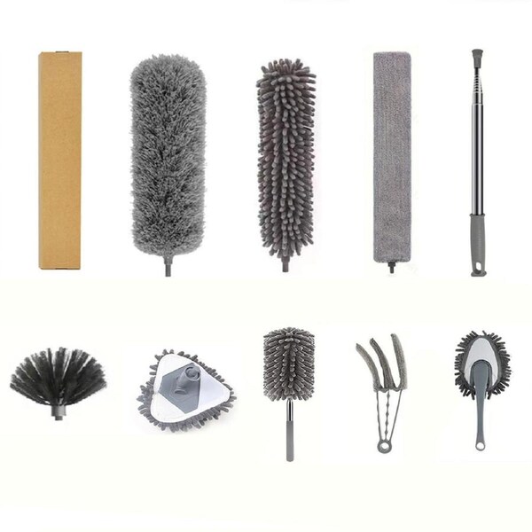 9pcs Dusters for Cleaning High Ceiling Fan Microfiber Duster with Extension