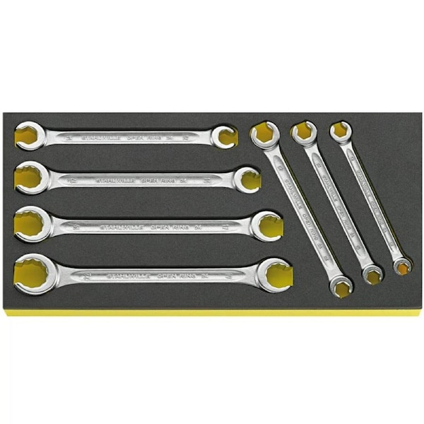 NEW STAHLWILLE TCS24/7 7PC METRIC OPEN RING FLARE SPANNER SET FOAM TRAY 8X10-19X22MM 96838758