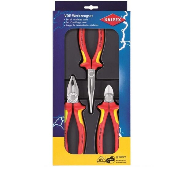 NEW KNIPEX 002012 1000V INSULATED ELECTRO PLIERS SET