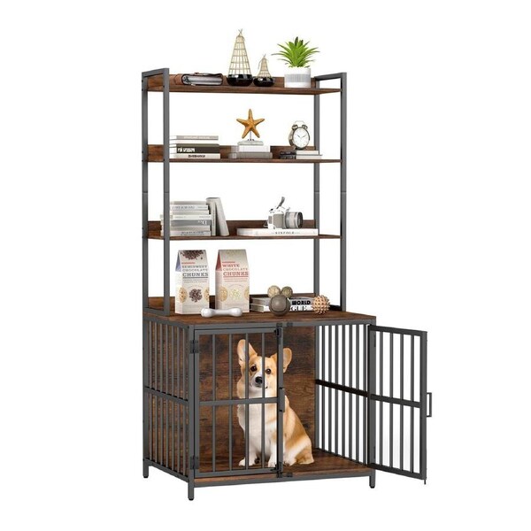 Costway Dog Cage Crate Funiture Storage Cabinet w/Shelves 2 Door Dog House Kennel Table Wooden Metal Small Medium Pet