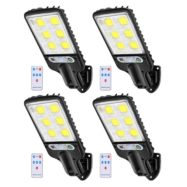 CLORA 4pack LED Solar Flood Light Motion Sensor Security Wall Yard Street Outdoor Lamp