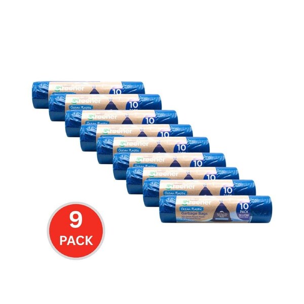 Multix Pk10 56 Litre Greener Garbage Bags Ocean Plastic (9x Pack)
