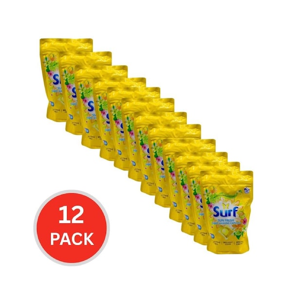 Surf Pk40 Fabric Washing Capsules Front And Top Loader Sun Fresh (12x Pack)