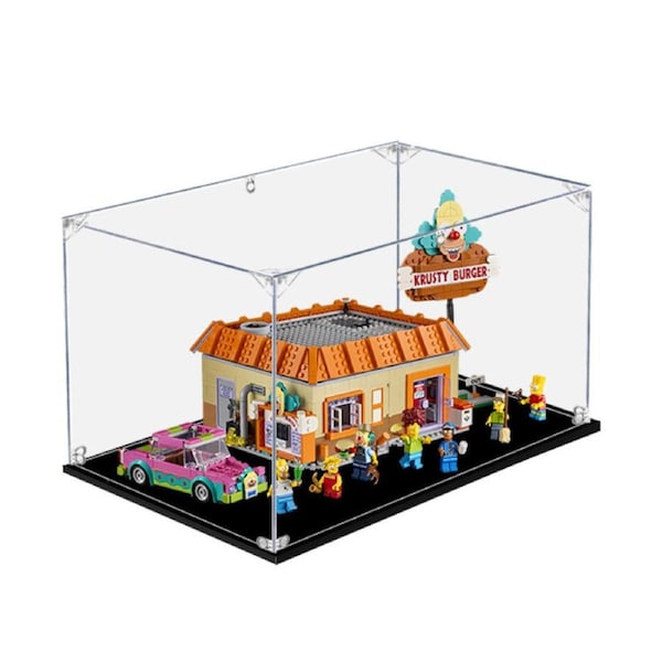 Acrylic Display Case for LEGO 10352 Icons The Simpsons Krusty Burger Figure Storage Box Dust Proof Glue Free