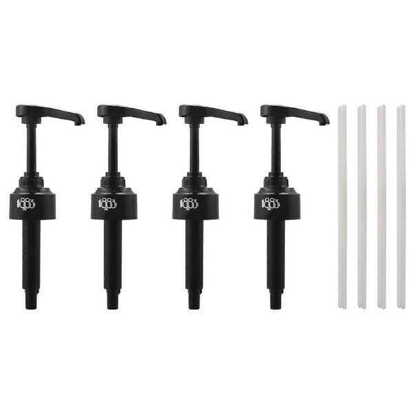 4Pack Black 8Ml Syrup Pumps Dispenser Pump Great for Monin Coffee Syrups Snow Cones Flavorings & Mor