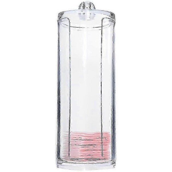 Cylinder Transparent Acrylic Cotton Pad Dispenser Holder Organizer Container With Lid