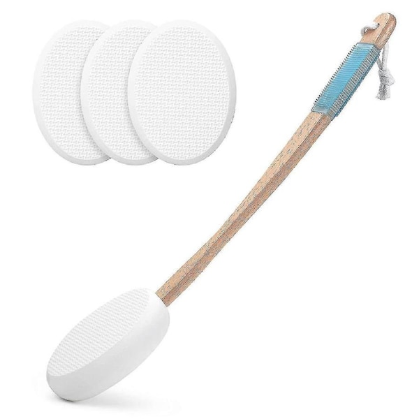 Lotion Applicator For Back, Device To Apply Lotion To Your Back With Long Handled, 17 Inches Back Moisturizer Applicator With 4 Replaceable Pads For W