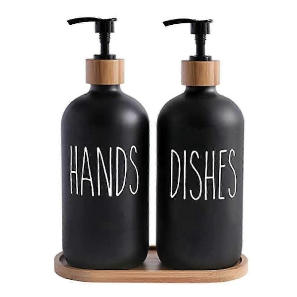 Glass Soap Dispenser Set, Contains Glass Hand Soap Dispenser and Glass Dish Soap Dispenser. Matte B