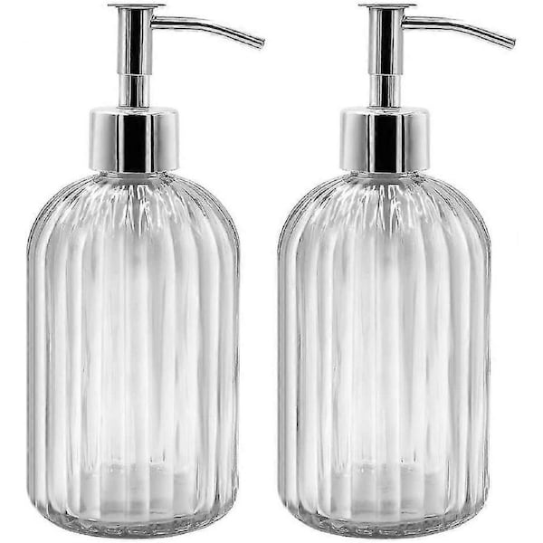Winter promotion,Set Of 2 Glass Soap Dispensers, 400ml Liquid Soap Dispensers With Pump, Refillable Lotion Dispensers