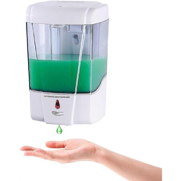 Automatic Soap Dispenser Wall Mount - Hand Sanitizer Dispenser - 600ml/20oz - Touchless Sensor - Gel/Liquid - ABS Plastic - White
