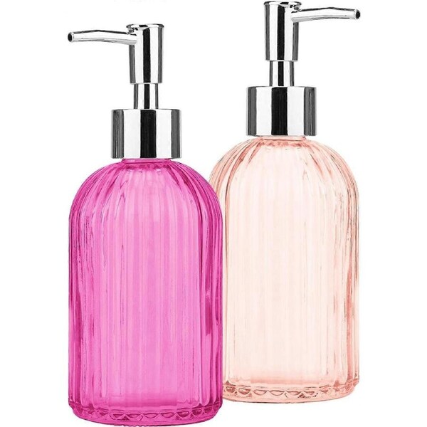 Glass Soap And Lotion Dispenser With Pump, 500Ml Liquid Gel Dispenser Glass Bottle, Refillable Shampoo Lotion Bottle, Bathroom Kitchen Soap Dispenser