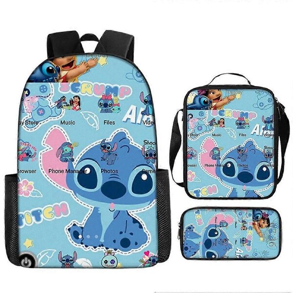 Stitch Backpack StarCraft Backpack Oxford Cloth Shoulder Bag Lunch Bag Pencil Bag 20-NMAOV