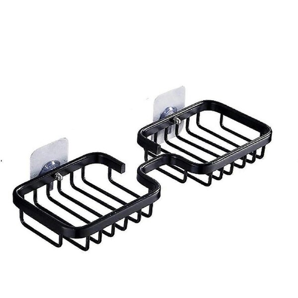 Aluminum Soap Dish compatible Shower Bathroom And Kitchen Soap Dish Wall Mounted Double Basin Soap Dish No Drilling 30 X 9 X 3 Cm