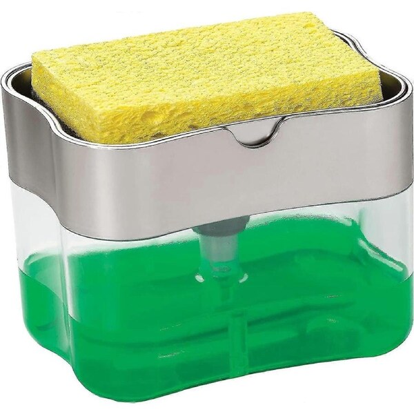 2024 Soap Pump Dispenser And Sponge Holder, 13 Ounces, Silver (592401)