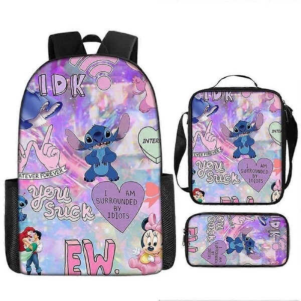 Stitch Backpack StarCraft Backpack Oxford Cloth Shoulder Bag Lunch Bag Pencil Bag 14-NMAOV