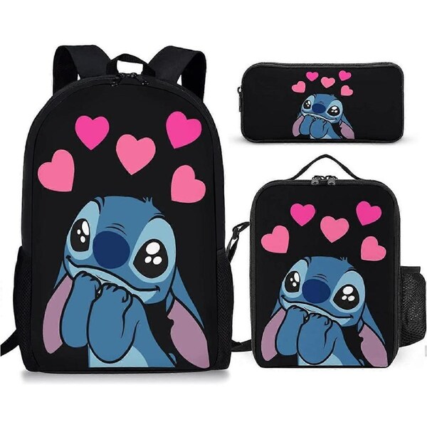 New style cartoon stitch Stitch three-piece schoolbag elementary and middle school students backpack backpack 5-NMAOV