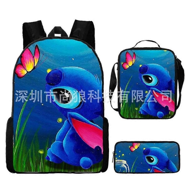 New style cartoon stitch Stitch three-piece schoolbag elementary and middle school students backpack backpack 11-NMAOV