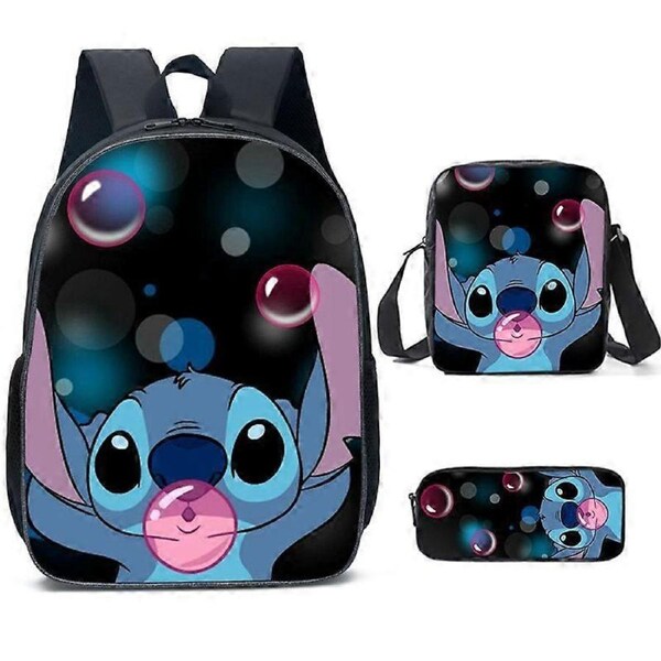 New style cartoon stitch Stitch three-piece schoolbag elementary and middle school students backpack backpack 49-NMAOV