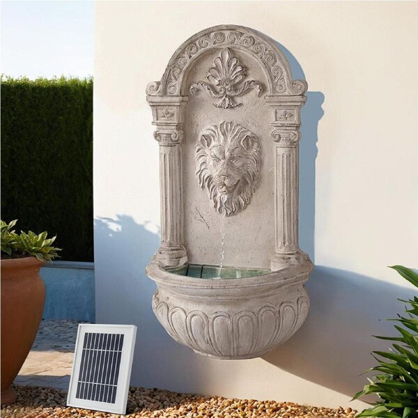 Gardeon Solar Fountain Water Feature Wall Mount Outdoor Fountains 77CM Beige