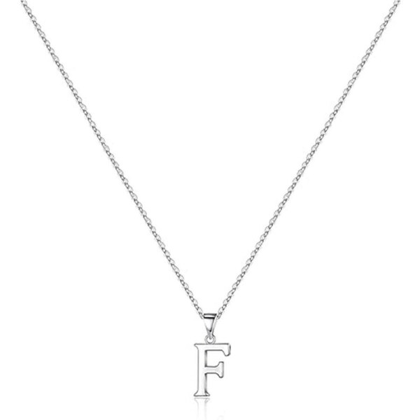 Catzon S925 Sterling Silver Initial Necklaces Dainty Hypoallergenic Pendant-F