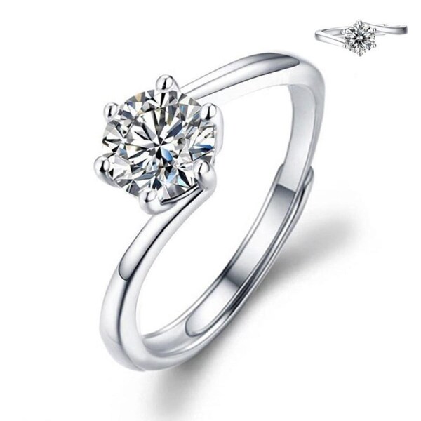 Catzon Moissanite Engagement Ring for Women Adjustable Fashion Jewelry-5
