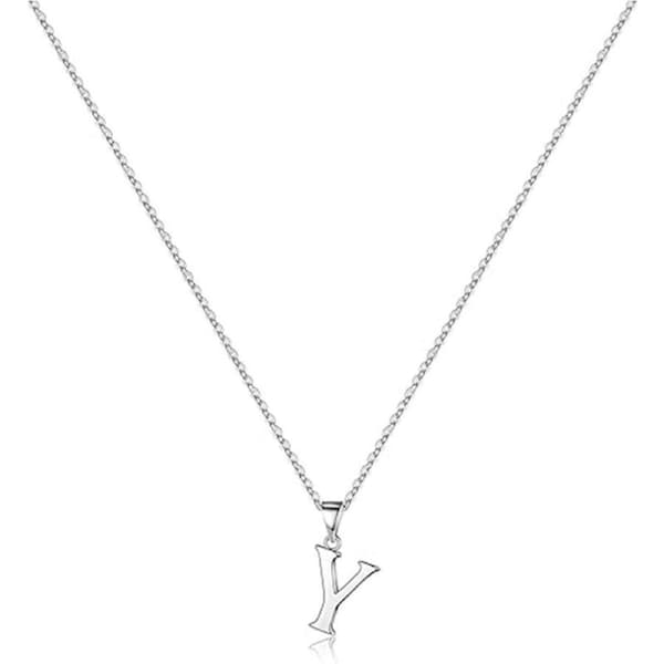 Catzon S925 Sterling Silver Initial Necklaces Dainty Hypoallergenic Pendant-Y