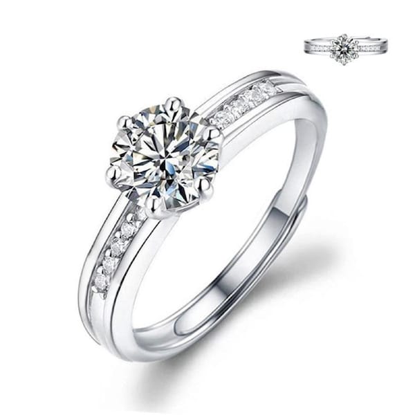 Catzon Moissanite Engagement Ring for Women Adjustable Fashion Jewelry-7