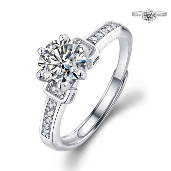 Catzon Moissanite Engagement Ring for Women Adjustable Fashion Jewelry-8