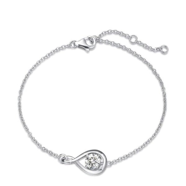 Catzon Infinity Birthstone Bracelet 925 Sterling Silver for Women Fine Jewelry-April