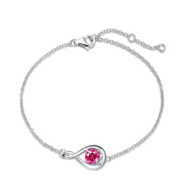 Catzon Infinity Birthstone Bracelet 925 Sterling Silver for Women Fine Jewelry-October