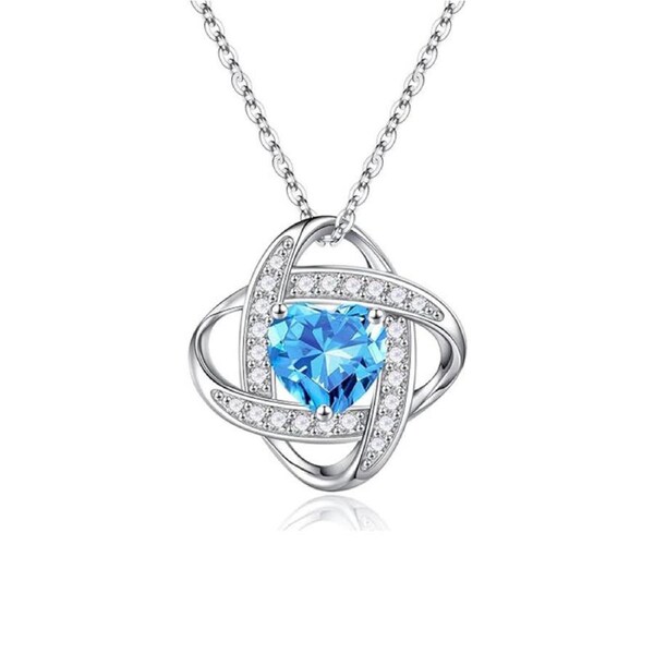 Catzon Birthstone Necklace 925 Sterling Silver Birthday Gifts for Women-A-Mar