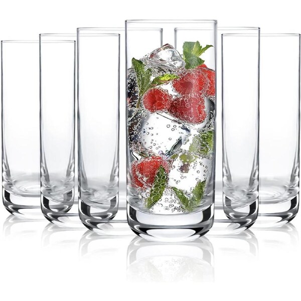 13.5 Oz Premium Highball Glasses, Heavy Base Tall Bar Glass, Drinking Glasses for Water, Juice, Beer, and Cocktail( 6-Pack)