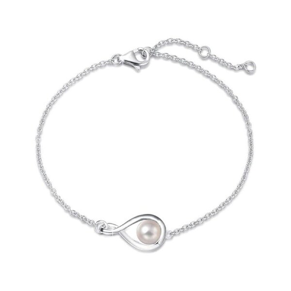 Catzon Infinity Birthstone Bracelet 925 Sterling Silver for Women Fine Jewelry-Pearl