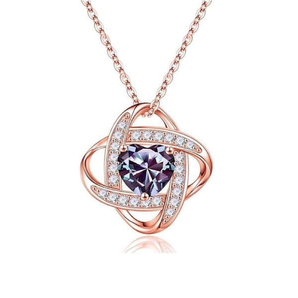 Catzon Birthstone Necklace 925 Sterling Silver Birthday Gifts for Women-B-June
