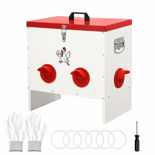 Chicken Bird Feeder Automatic Food Dispenser Chook Hen Poultry Duck 20L 6 PVC Auto Feeding Ports Rain Rat Rodent Proof Galvanised Steel for Coop Fence